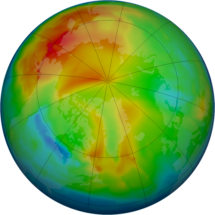 Arctic ozone map for 07 January 2013